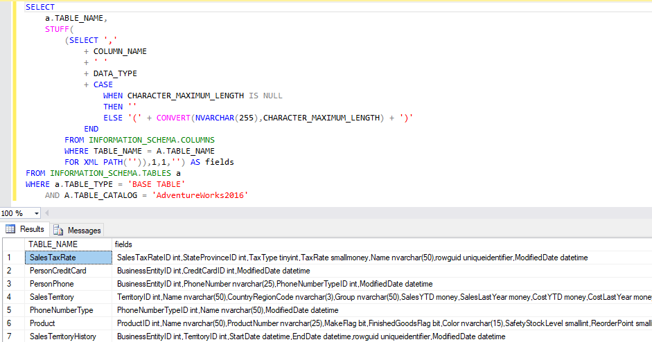 Extract Table Fields from SQL Database – Mangyfoil